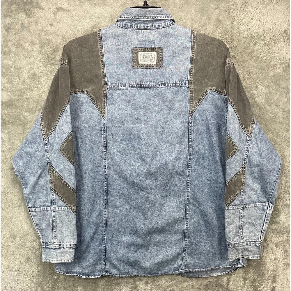 VTG Men's Company Men's Two Toned Denim Shirt XL Blue/Gray‎ Long Sleeve Cotton